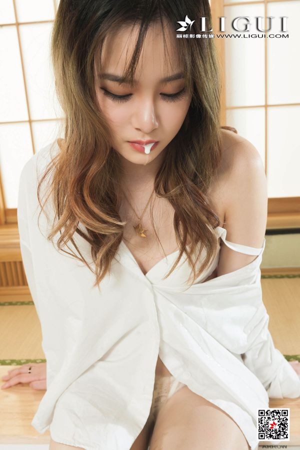 Model Tingting "white shirt wet body + milk silk feet" [Ligui Ligui]
